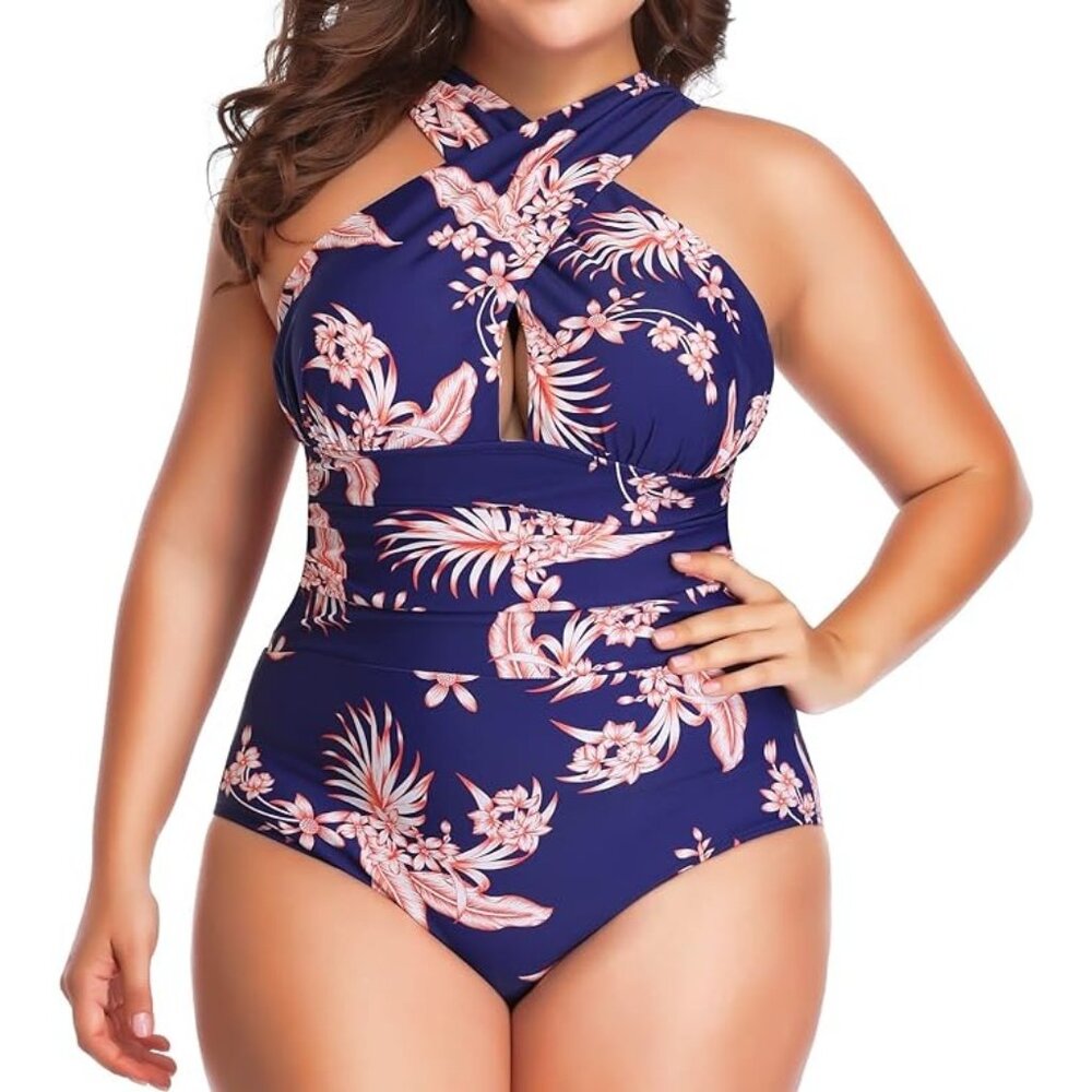 YOU DI AN Women's Swimsuits Plus Size Tummy Control Full Swimsuit - Size 5XL - Picture 1 of 8